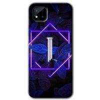 Realme C11 Kılıf HD Desen Baskılı Arka Kapak - Dark Neon Yaprak I Harfi + Kırılmaz Cam