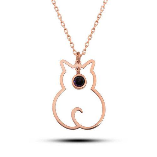 Lucky Life 925 Ayar Gumuss Şubat Ayı Doğum Taşı Kedi Lucky Life Lucky Life Lucky Life Kadın Kolye