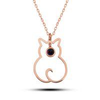 Lucky Life 925 Ayar Gumuss Şubat Ayı Doğum Taşı Kedi Lucky Life Lucky Life Lucky Life Kadın Kolye