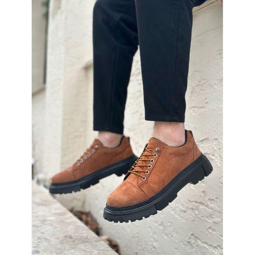 BA0245 Taba Süet Akıllı Lastik Bağcık Yüksek Siyah Taban Günlük Erkek Ayakkabı