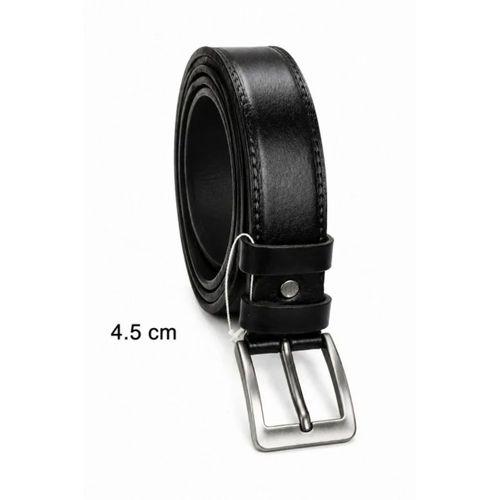 Erkek Hakiki Deri 4.5 Cm Klasik Ve Kot Pantolon Kemeri Metal Tokalı Siyah