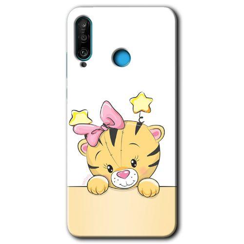 MRCİLETİSİM Huawei P30 Lite Kılıf Baskılı Kapak - Sevimli Kedi + 5D Tam Kaplayan Cam