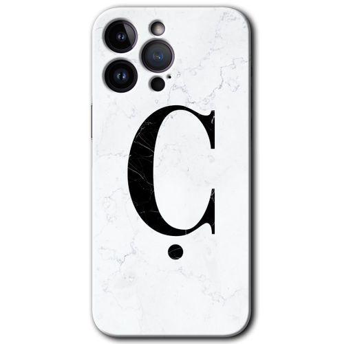 Potkal Hediye Fabrikası iPhone 14 Pro Kılıf HD Desen Baskılı Arka Kapak - Pembe Mermer Desenli T Harfi