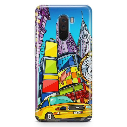Xiaomi Pocophone F1 Kılıf Nyc Taxi Manthattan Arka Kapak Koruma Desenli Full Koruyucu