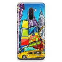 Xiaomi Pocophone F1 Kılıf Nyc Taxi Manthattan Arka Kapak Koruma Desenli Full Koruyucu