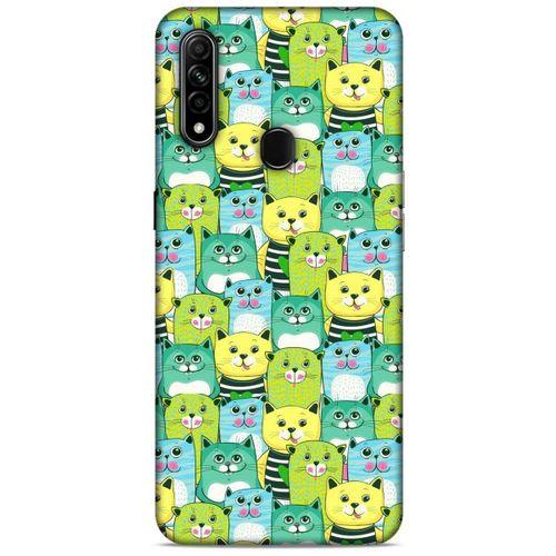 Lopard Oppo A31 Uyumlu Kılıf Kediler (37) Silicone Cover Mavi Sarı