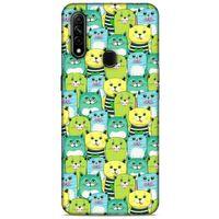 Lopard Oppo A31 Uyumlu Kılıf Kediler (37) Silicone Cover Mavi Sarı