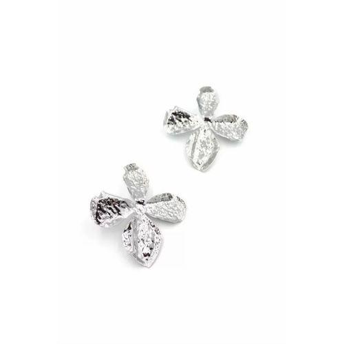 Metal Yaprak Küpe - Gümüş