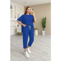 Kadın Kısa Kollu Bisiklet Yaka Viskon Iki Iplik Bluz Ve Pantolon Ikili Takım