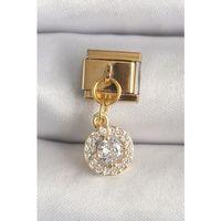 316L Çelik Gold Renk Sallantı Daire Zirkon Taşlı Nomination Charm