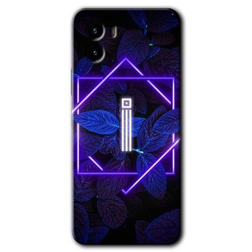 Vivo Y15s Kılıf HD Desen Baskılı Arka Kapak - Dark Neon Yaprak İ Harfi + Kırılmaz Cam