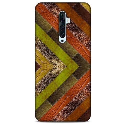 Oppo Reno 2z Kılıf Patchwork (10) Full Koruma Kılıfı Yeşil Turuncu