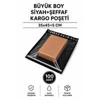 Büyük Boy Siyah Şeffaf Kargo Poşeti 35x45+5 Cm 100 Adet