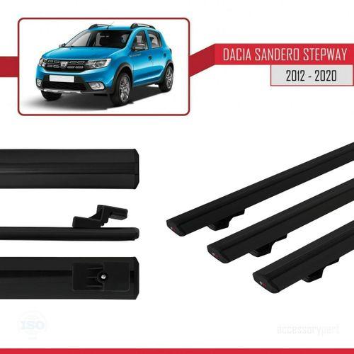 Dacia Sandero STEPWAY 2012-2020 Arası ile uyumlu Basic Model Ara Atkı Tavan Barı SİYAH 3 ADET