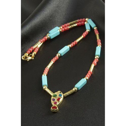 Balık Taşlı Boncuk Kolye