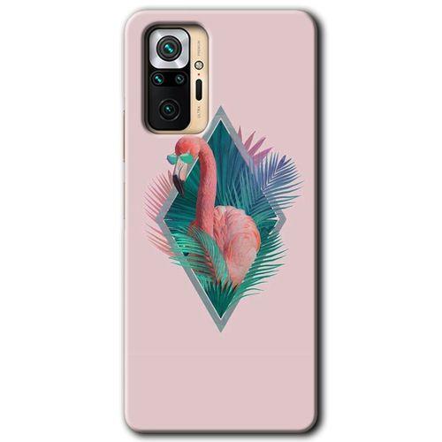 MRCİLETİSİM Xiaomi Redmi Note 10 Pro Kılıf Baskılı Kapak - Flamingo + 5D Tam Kaplayan Cam