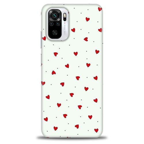 Xiaomi Redmi Note 10 Kılıf HD Baskılı Kılıf - Mini Mini Kalpler + Tam Ekran Koruyucu