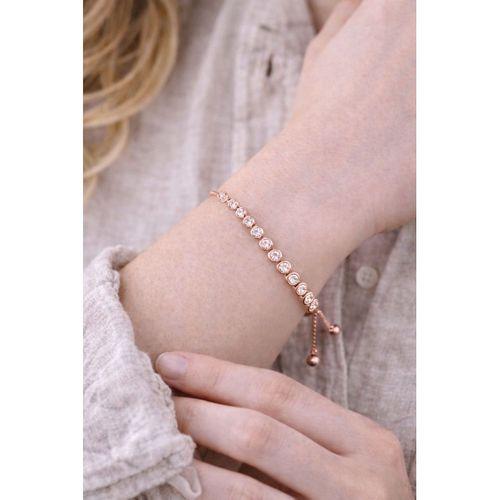 Gümüş Suyolu Rose Kaplama Asansör Kilitli Kadın Bileklik