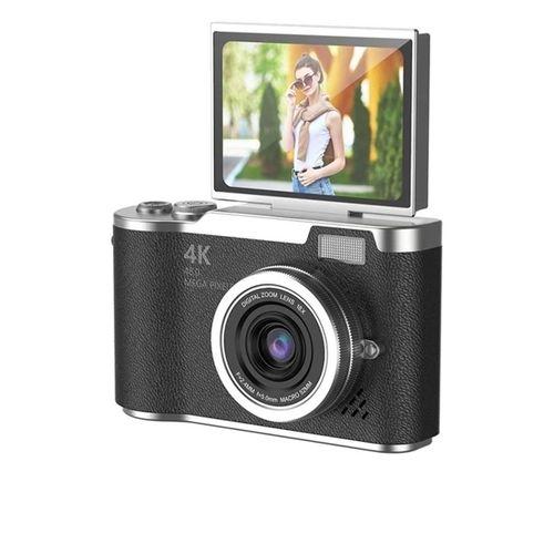 4k Dijital Retro Video Kamera 48mp 18x Zoom Flaşlı (32gb) Kart Dijital Vlog Fotoğraf  Makinesi Türkçe Siyah