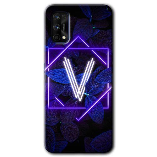 Realme 7 Pro Kılıf HD Desen Baskılı Arka Kapak - Dark Neon Yaprak V Harfi + Kırılmaz Cam
