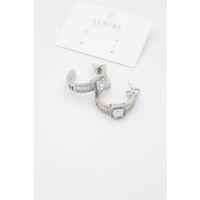 Baget Taşlı Küpe - Gümüş