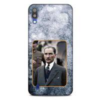 Samsung Galaxy M10 Kılıf Atatürk (32) Soft Silikon Kılıf Gri Buzul