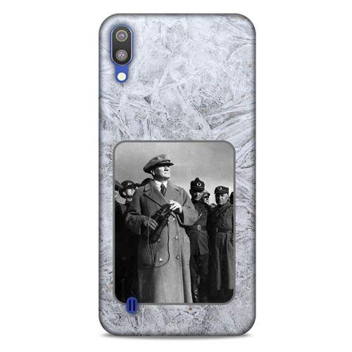 Samsung Galaxy M10 Kılıf Atatürk (33) Hybrid Kılıf Beyaz Tüyler