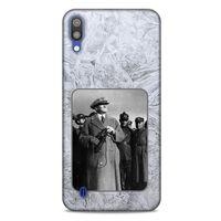 Samsung Galaxy M10 Kılıf Atatürk (33) Hybrid Kılıf Beyaz Tüyler