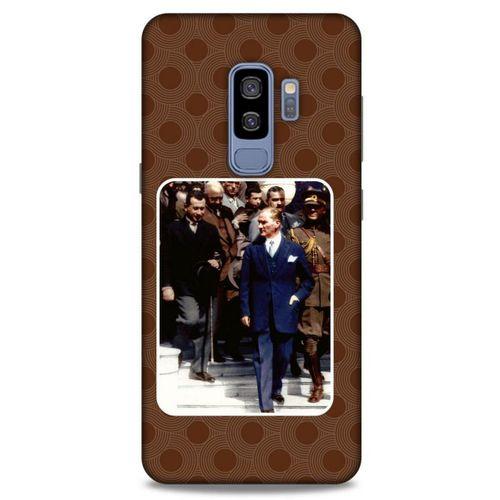Samsung Galaxy S9 Plus Kılıf Atatürk (23) Ultra Koruma Kılıfı Kahve Yuvarlak