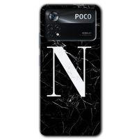 Poco x4 Pro Kılıf HD Desen Baskılı Arka Kapak - Siyah Mermer Desenli N Harfi + Kırılmaz Cam