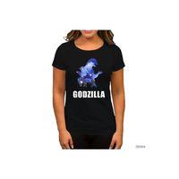 Godzilla in City Siyah Kadın Tişört