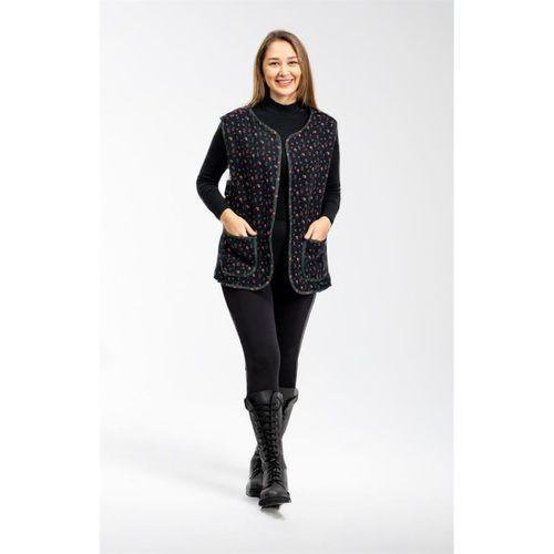 Kolsuz Meryem Çift Taraflı Cepli Pazen Kışlık Yelek Siyah/Bordo Syh/Brd