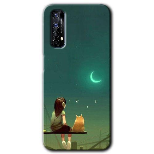 Potkal Hediye Fabrikası Realme 7 Kılıf HD Desen Baskılı Arka Kapak - Kedili Kız