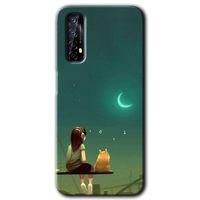 Potkal Hediye Fabrikası Realme 7 Kılıf HD Desen Baskılı Arka Kapak - Kedili Kız