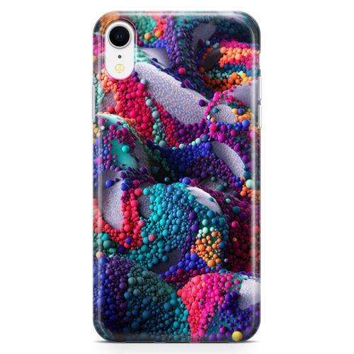 Apple iPhone XR Kılıf Renkli Boncuk 3d Arka Kapak Koruma Desenli Full Koruyucu