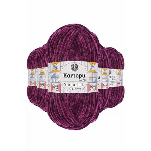 5 Adet Yumurcak Kadife El Örgü İpi Mürdüm K726