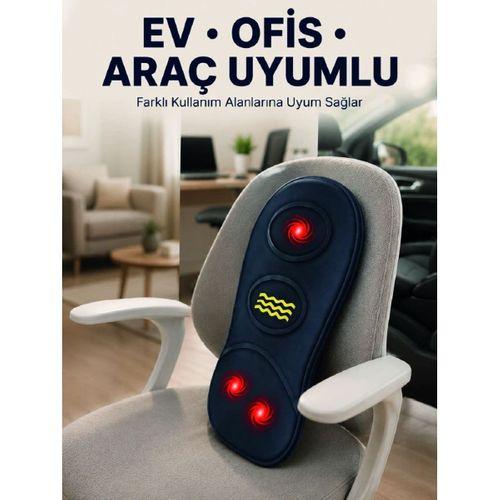 Isıtmalı Bel Masaj Minderi Ev Ofis Araç Uyumlu Titreşimli Destek