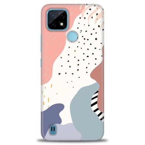 Realme C21 Kılıf HD Baskılı Kılıf - Yaprak ve Benekler + Tam Ekran Koruyucu