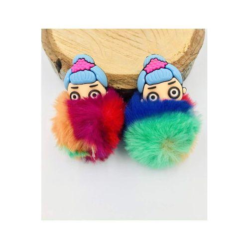 Peluş Pon Ponlu Silikon Figürlü Mandal Toka