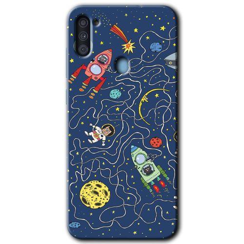 Samsung Galaxy M11 Kılıf HD Desen Baskılı Arka Kapak + Temperli Cam - Kedi Galaksi