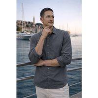 Hurley Çizgili Modal Kumaş Relaxed Fit Günlük Giyim Erkek Gömlek - Füme