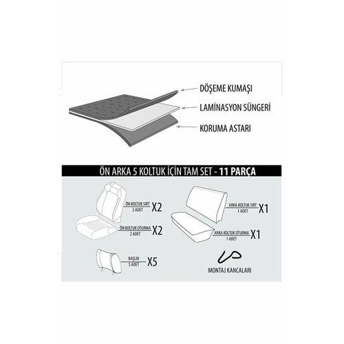 Hyundai Matrix (2001-2010) Trend Serisi Tay Tüyü Oto Koltuk Kılıfı Siyah