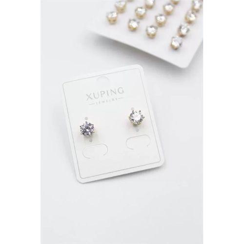 Büyük Boy Zirkon Taşlı Tektaş  Küpe - Altın