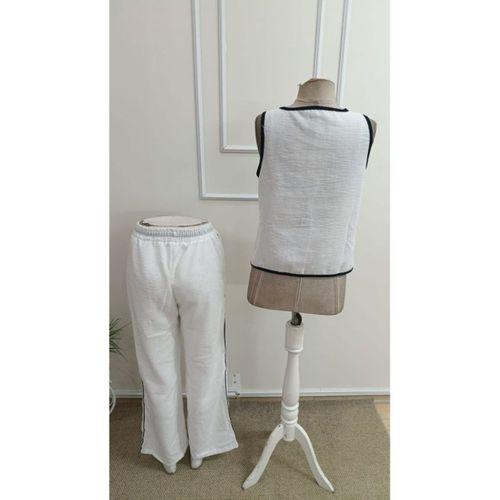 Kadın Kolsuz önü Düğmeli Yelek Ve Pantolon Ikili Takım