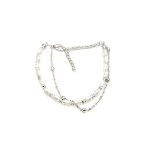 Zincirli İnci Bileklik - Gümüş