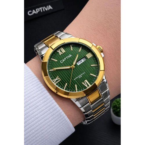 Captiva Bileklik Hediyeli Çelik Kordon Haftanın Günü Ve Takvimli Kadran Erkek Kol Saati CT.M.001.M1