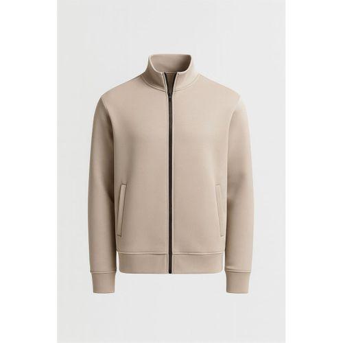 Marcel Regular Fit Fermuarlı Kıstırma Cepli Üç İp Şardonlu Erkek Sweatshirt - Taş