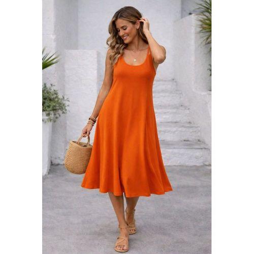 Kadın Askılı Yuvarlak Yakalı Kiloş Uzun Viskon Elbise