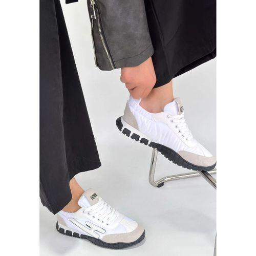 Huer Beyaz Nubuk Bağcıklı Spor Ayakkabı