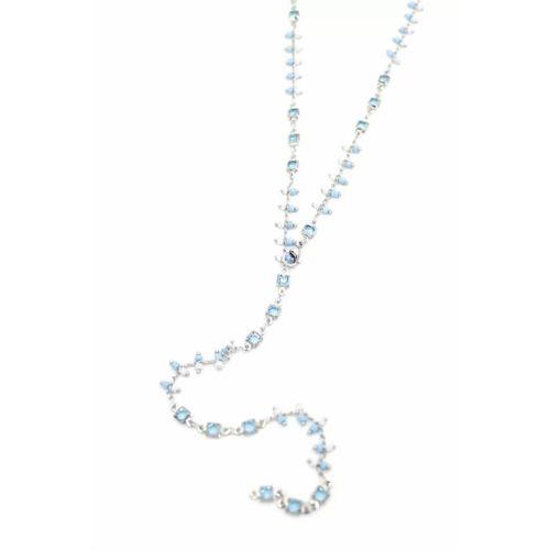Mavi Taşlı Y Kolye - Gümüş